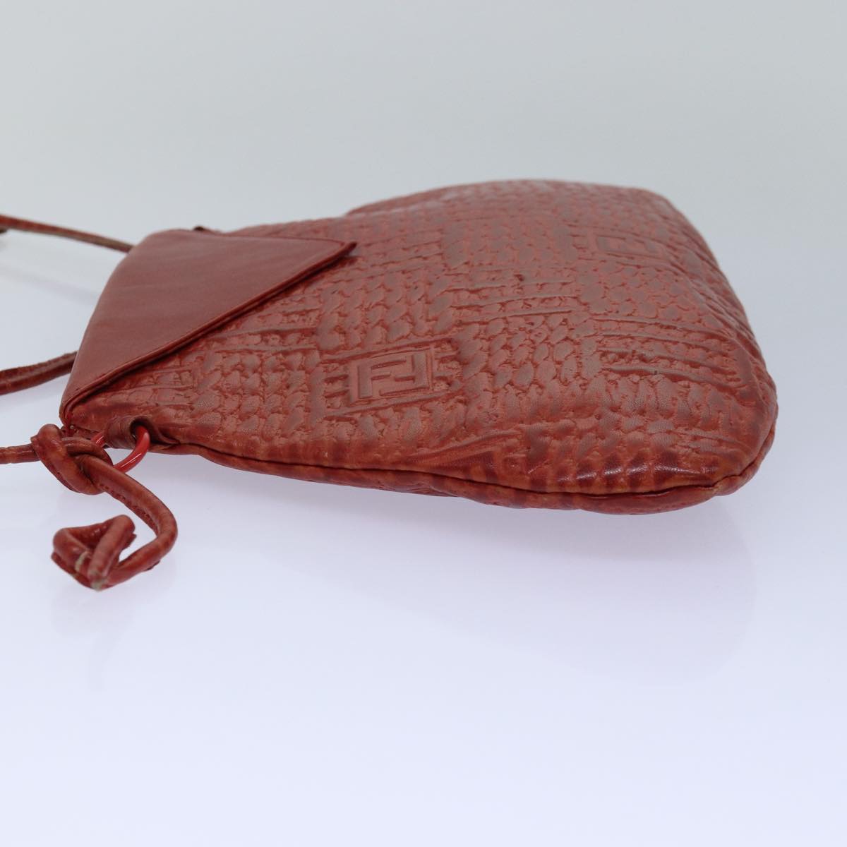 FENDI Shoulder Bag Leather Red 80075