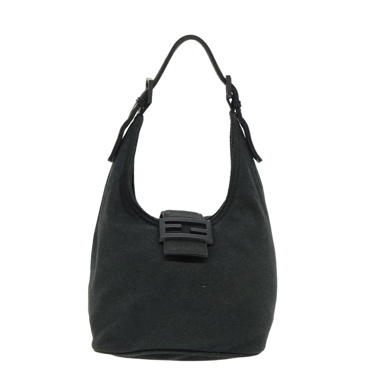 FENDI Mamma Baguette Shoulder Bag Nylon Gray 80089