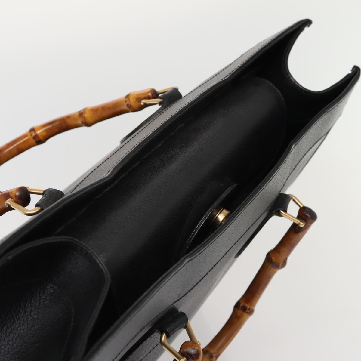 GUCCI Bamboo Hand Bag Leather Black 002 1186 0259 80116