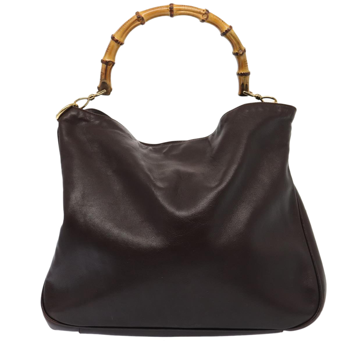 GUCCI Bamboo Shoulder Bag Leather 2way Brown 001 2123 1577 80117
