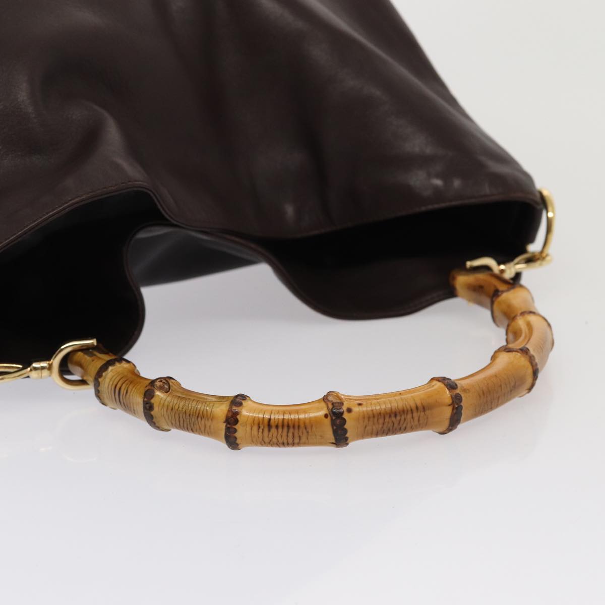 GUCCI Bamboo Shoulder Bag Leather 2way Brown 001 2123 1577 80117