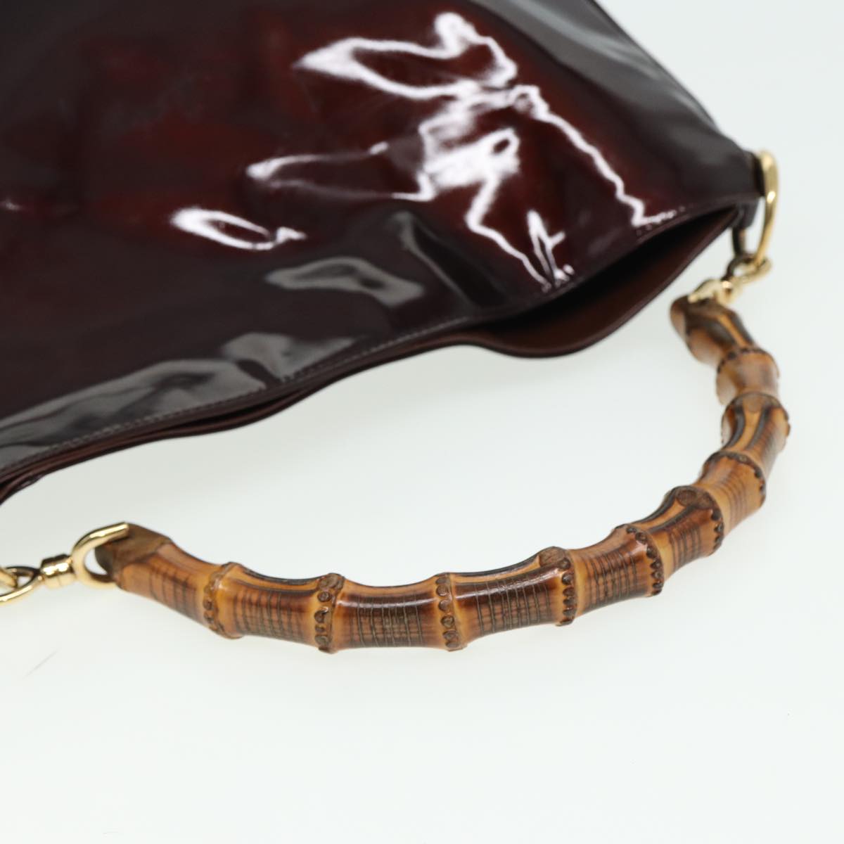 GUCCI Bamboo Shoulder Bag Enamel 2way Brown 001 1705 1638 80127
