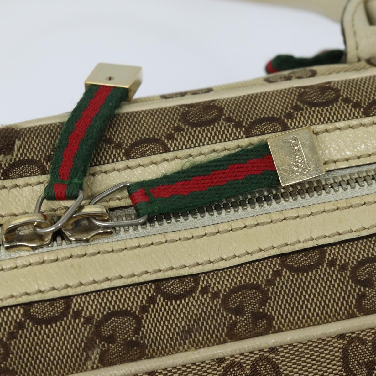 GUCCI GG Canvas Web Sherry Line Shoulder Bag Beige Red Green 161720 80133