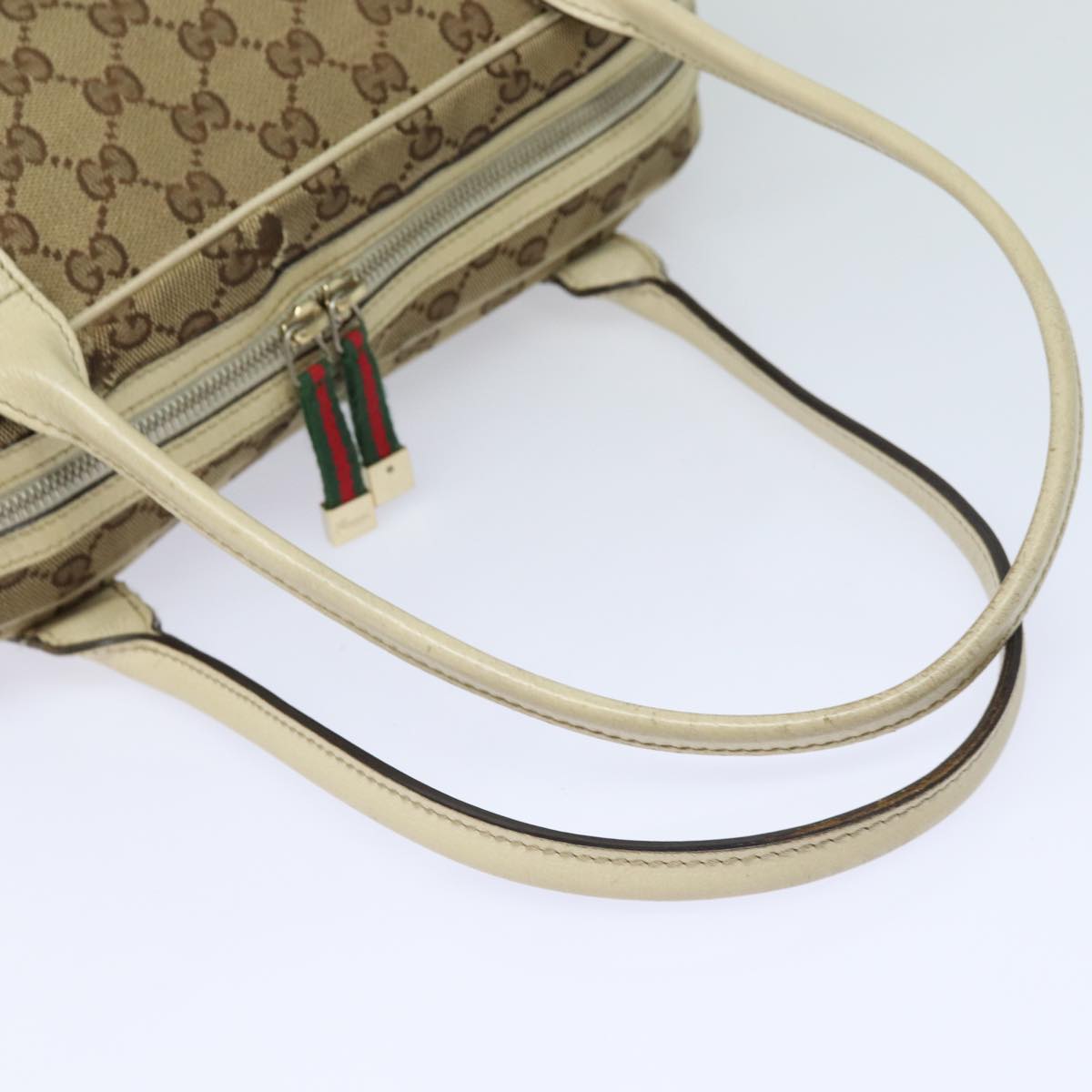 GUCCI GG Canvas Web Sherry Line Shoulder Bag Beige Red Green 161720 80133