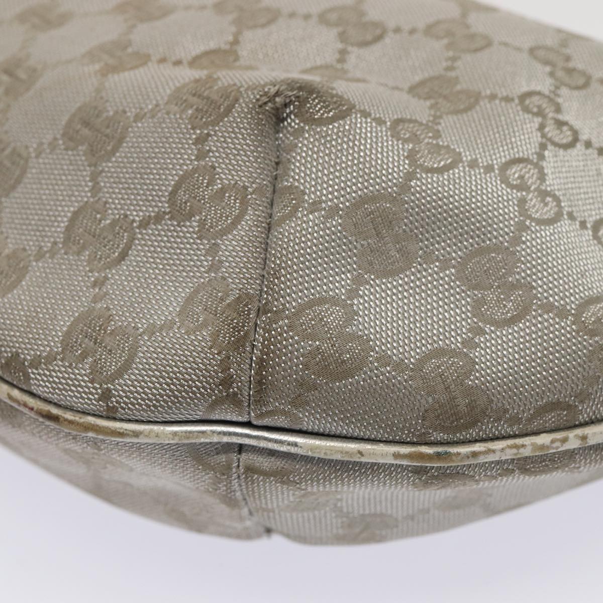 GUCCI GG Canvas Sherry Line Shoulder Bag Silver Gray 181092 80134
