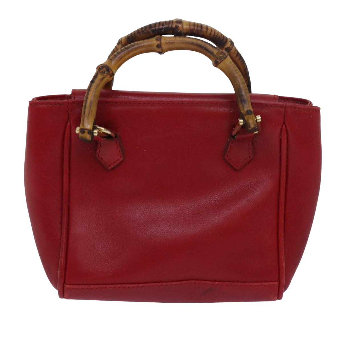 GUCCI Bamboo Hand Bag Leather Red 80172