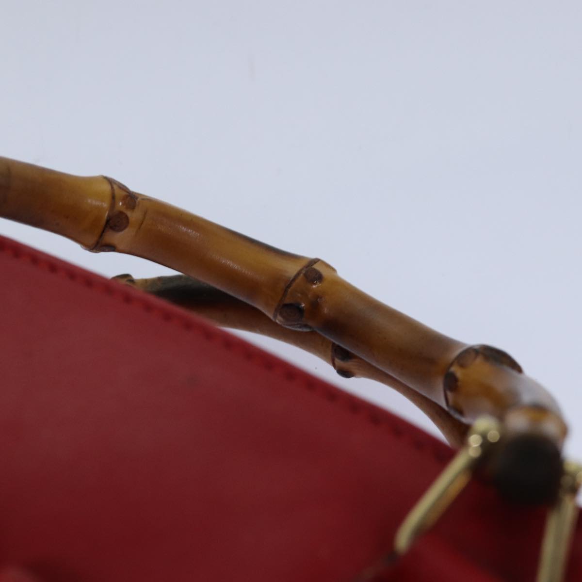 GUCCI Bamboo Hand Bag Leather Red 80172