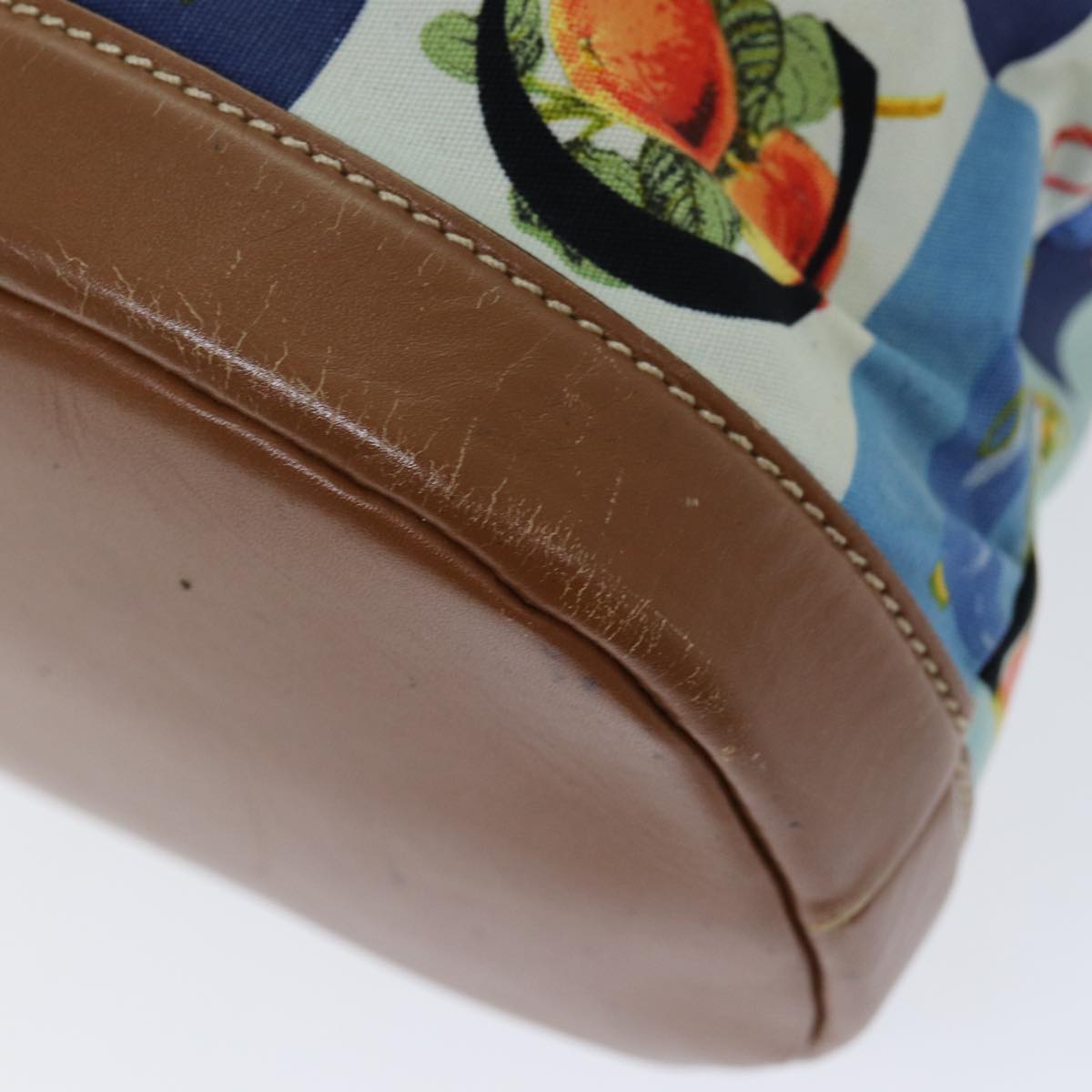 GUCCI Tote Bag Canvas Leather Blue Brown 002 2040 0307 80176