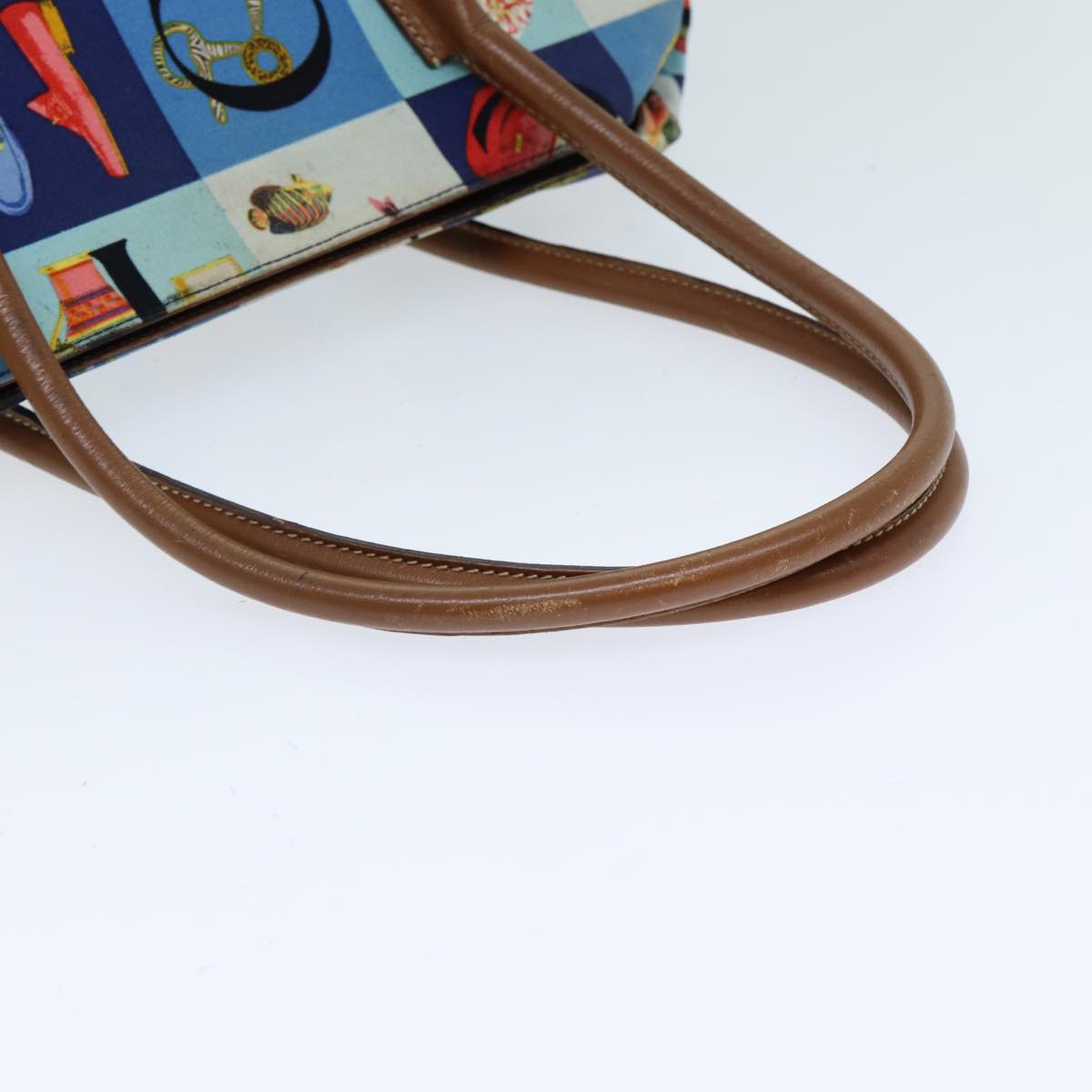 GUCCI Tote Bag Canvas Leather Blue Brown 002 2040 0307 80176