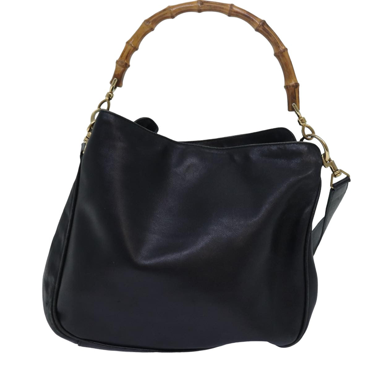 GUCCI Bamboo Shoulder Bag Leather Black 001 1638 200047 80194