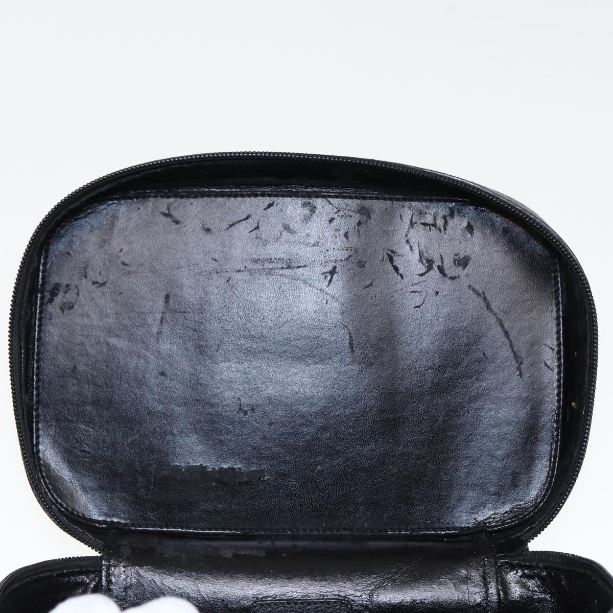 GUCCI Vanity Cosmetic Pouch Leather Black 80238