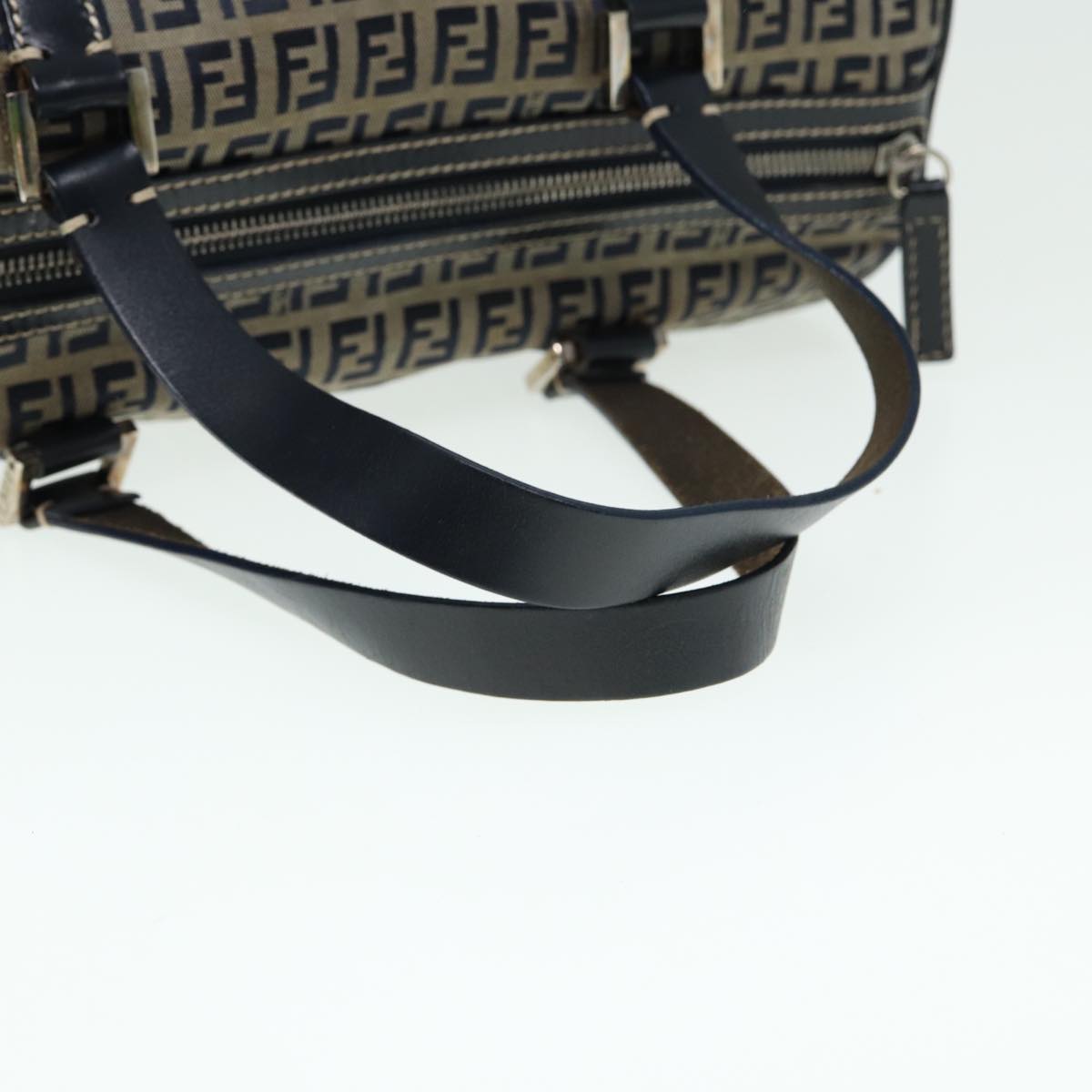 FENDI Zucchino Canvas Boston Bag Navy 80243