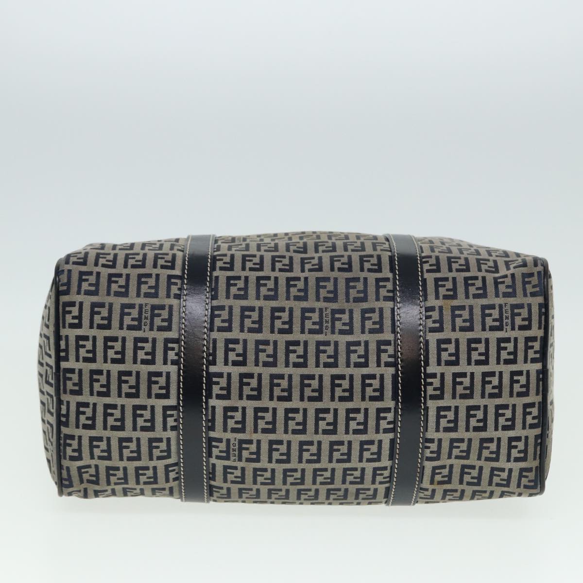 FENDI Zucchino Canvas Boston Bag Navy 80243