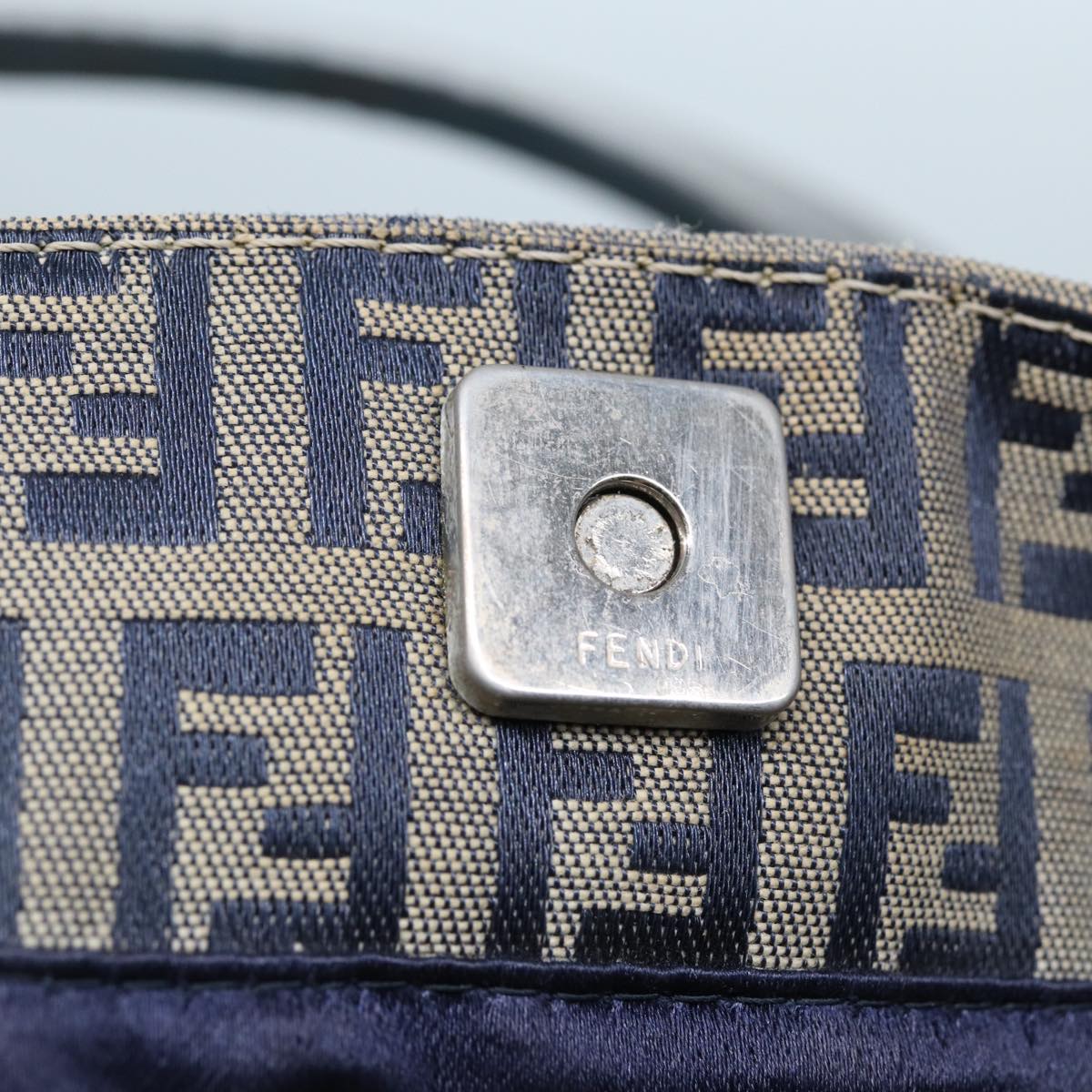 FENDI Zucchino Canvas Hand Bag Navy 80244