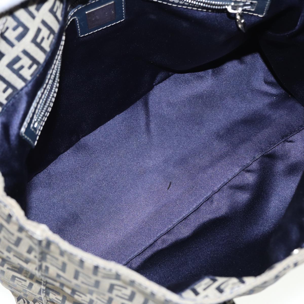 FENDI Zucchino Canvas Hand Bag Navy 80244
