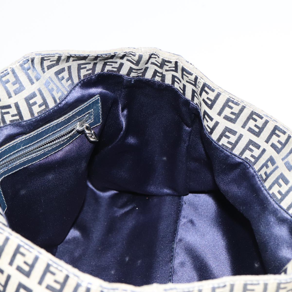 FENDI Zucchino Canvas Hand Bag Navy 80244