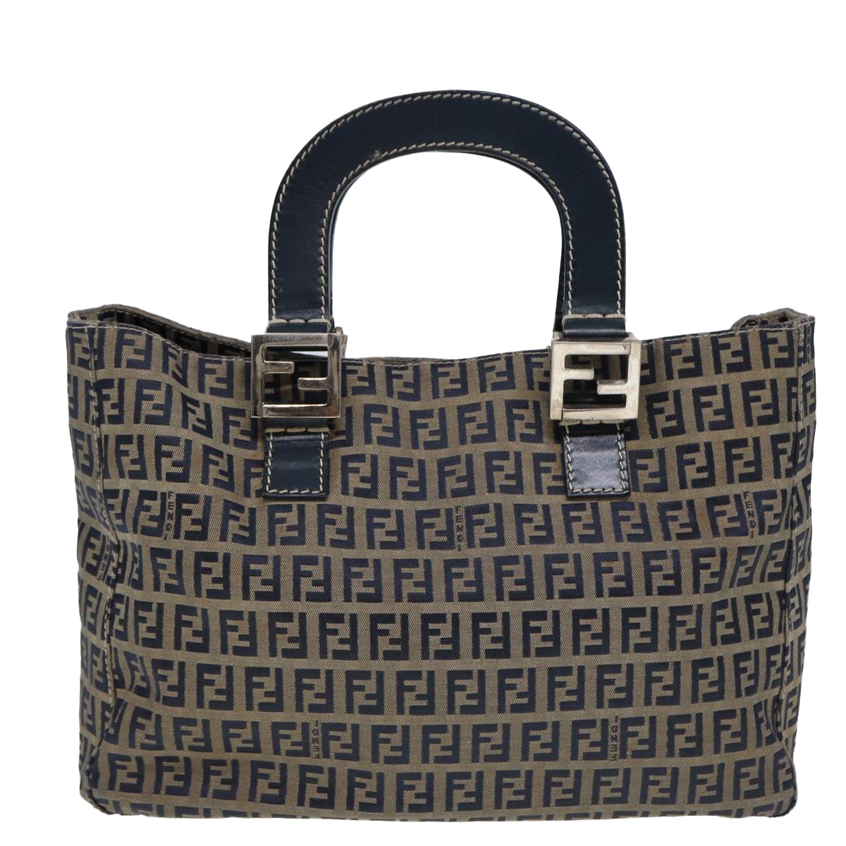 FENDI Zucchino Canvas Hand Bag Navy 80244