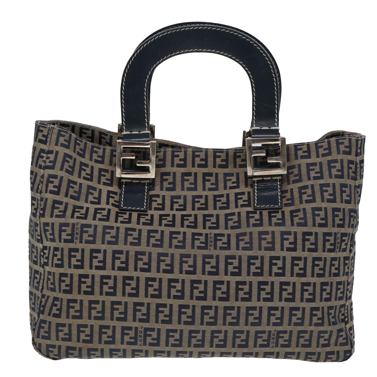 FENDI Zucchino Canvas Hand Bag Navy 80244