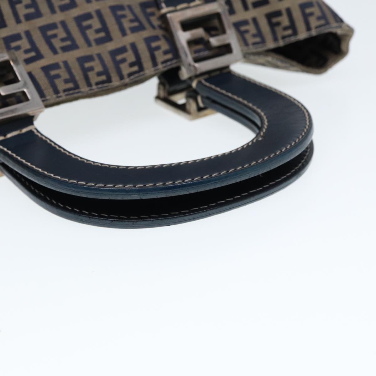 FENDI Zucchino Canvas Hand Bag Navy 80244
