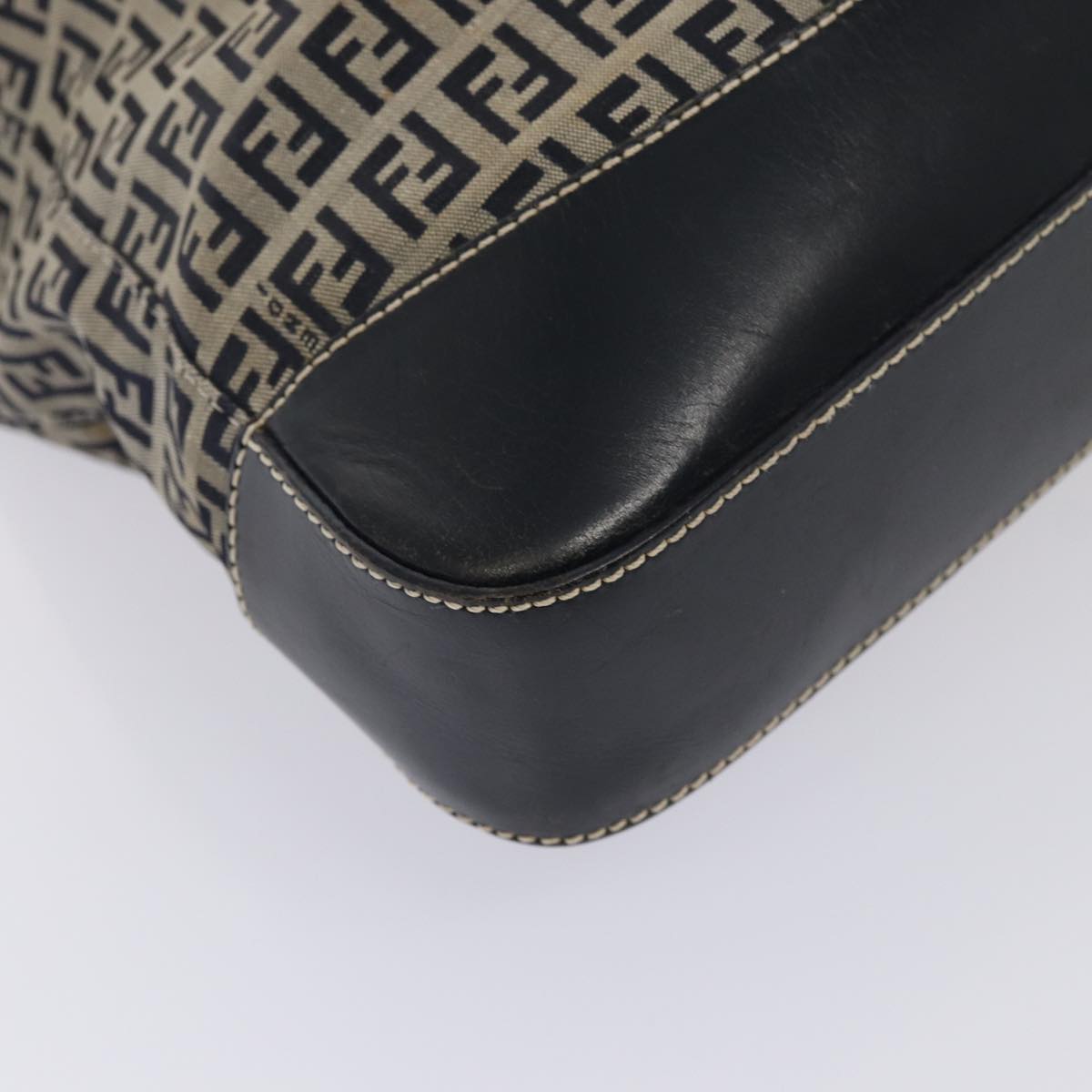FENDI Zucchino Canvas Tote Bag Navy 80245