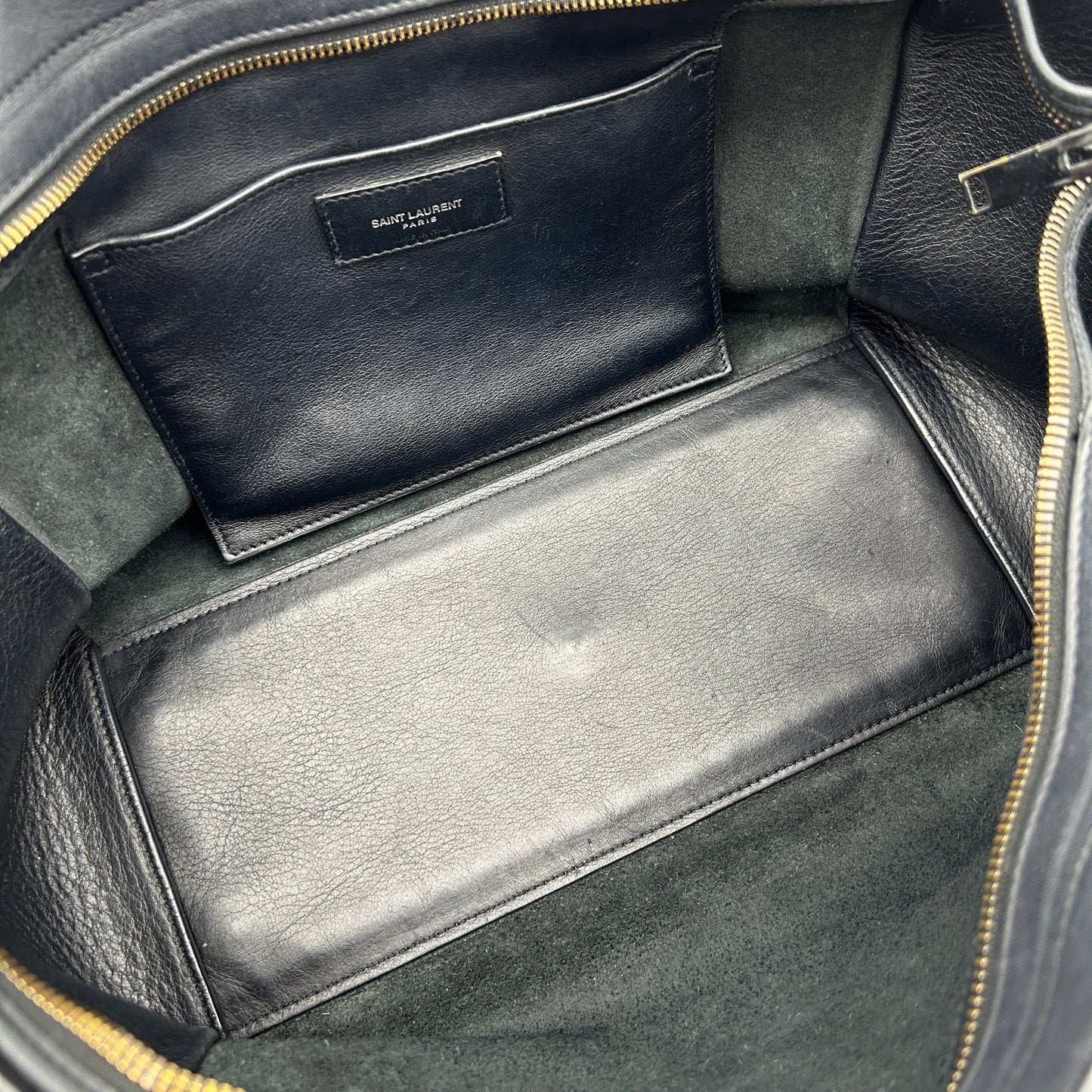Saint Laurent Downtown Cabas Black Leather Tote Bag