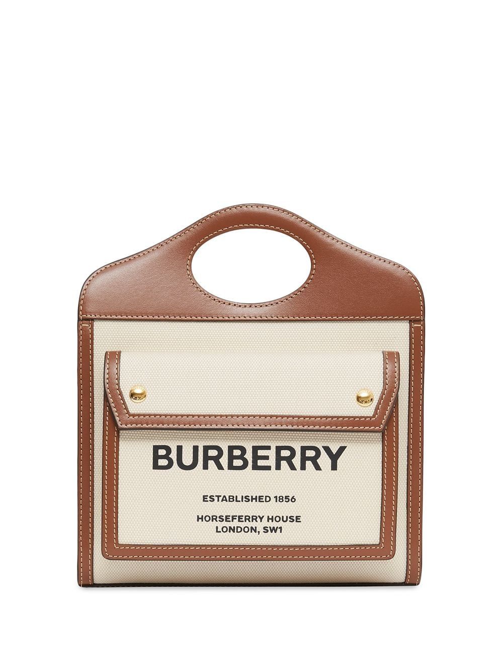 POCKET TOTE BAG IN CANVAS AND LEATHER