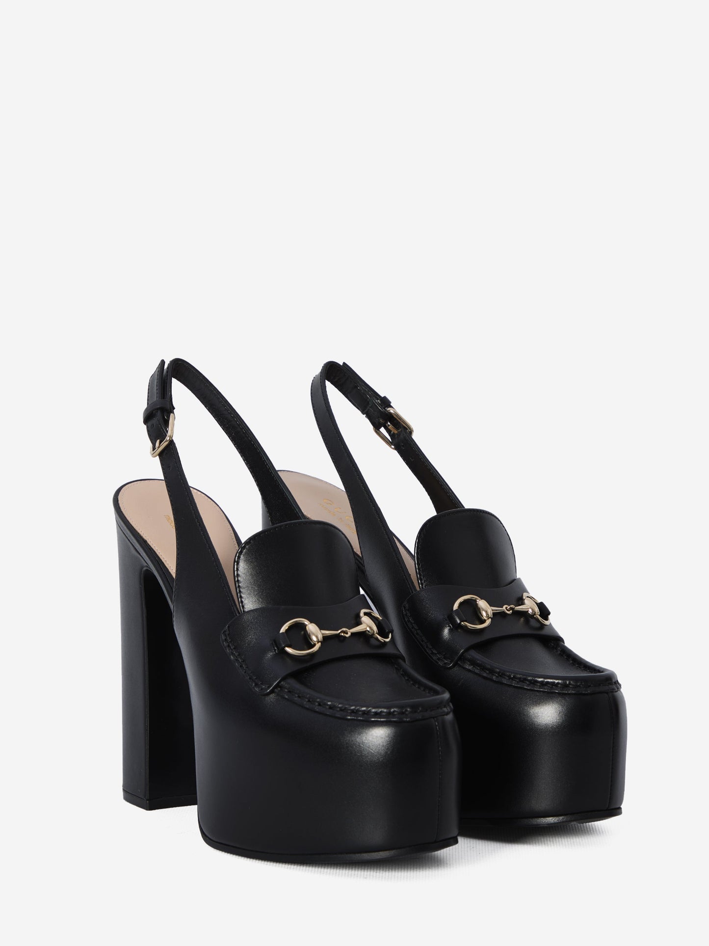 GUCCI High Heel Platform Slingback Loafers 14.5cm