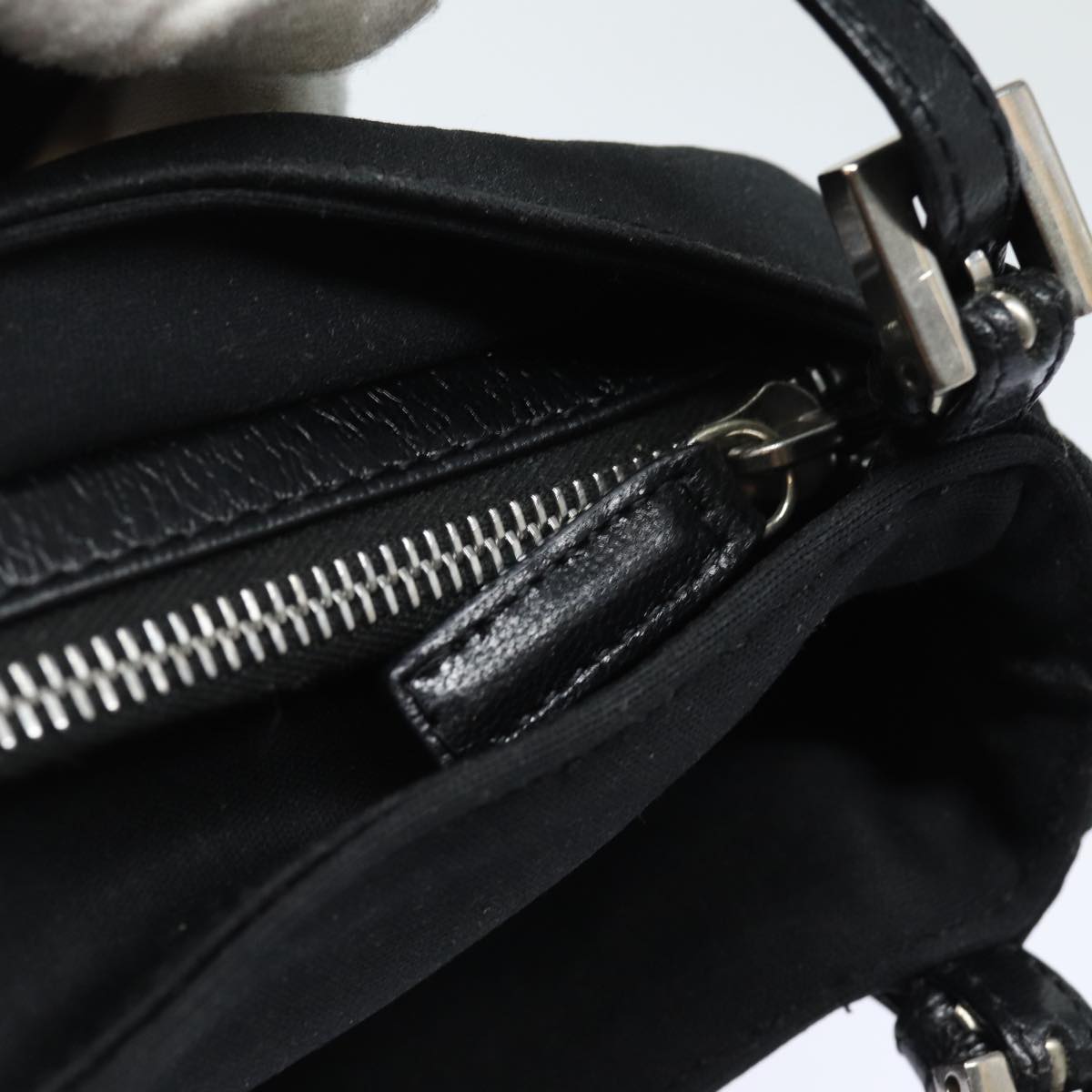 FENDI Mamma Baguette Shoulder Bag Nylon Black 80619