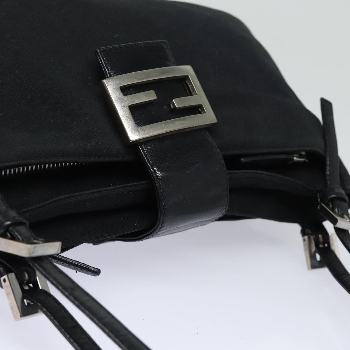 FENDI Mamma Baguette Shoulder Bag Nylon Black 80619