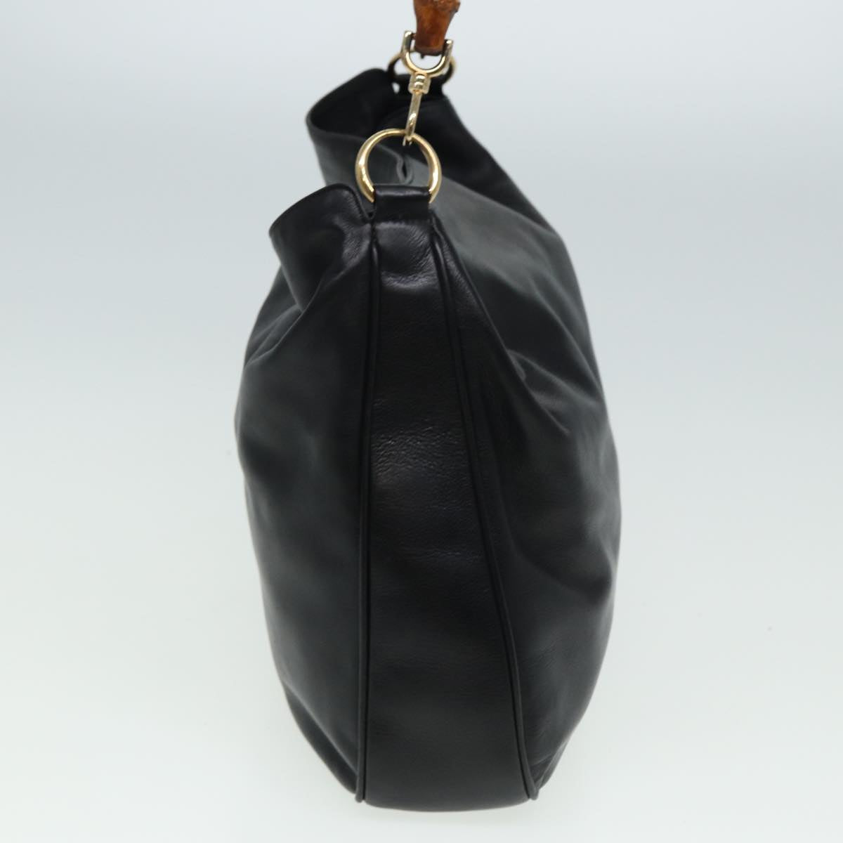 GUCCI Bamboo Hand Bag Leather Black 80628