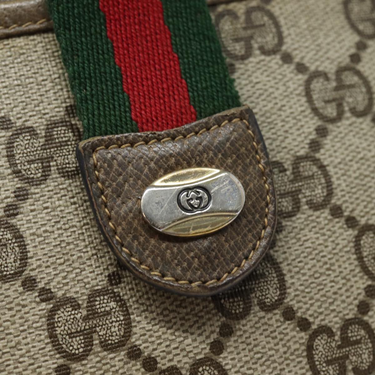 GUCCI GG Supreme Web Sherry Line Shoulder Bag PVC Beige 80683
