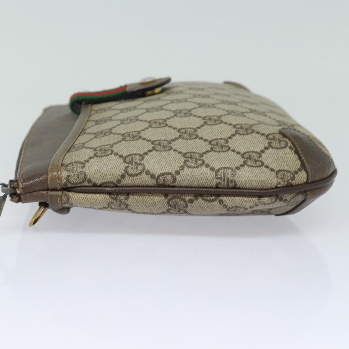 GUCCI GG Supreme Web Sherry Line Shoulder Bag PVC Beige 80683