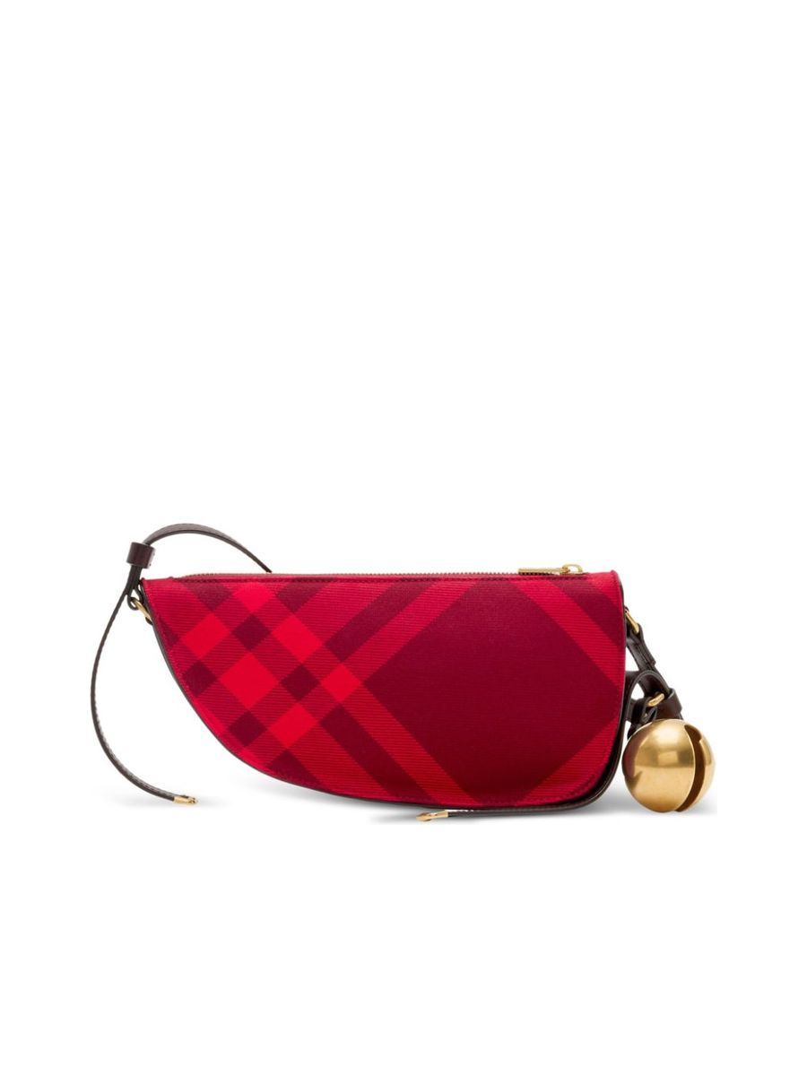 Check Pattern Bell Charm Shoulder Bag