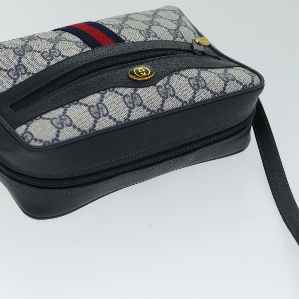 GUCCI GG Supreme Shoulder Bag PVC Leather Navy 98 02 004 80807