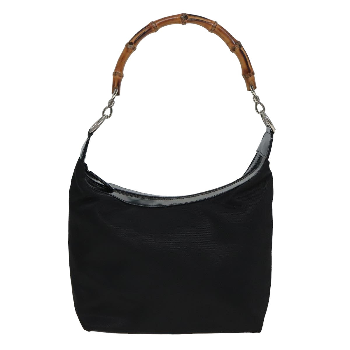 GUCCI Bamboo Shoulder Bag Nylon Black 000 1956 0531 80823