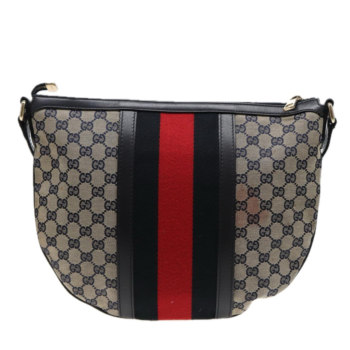 GUCCI GG Canvas Sherry Line Shoulder Bag Navy Red 257032 80828