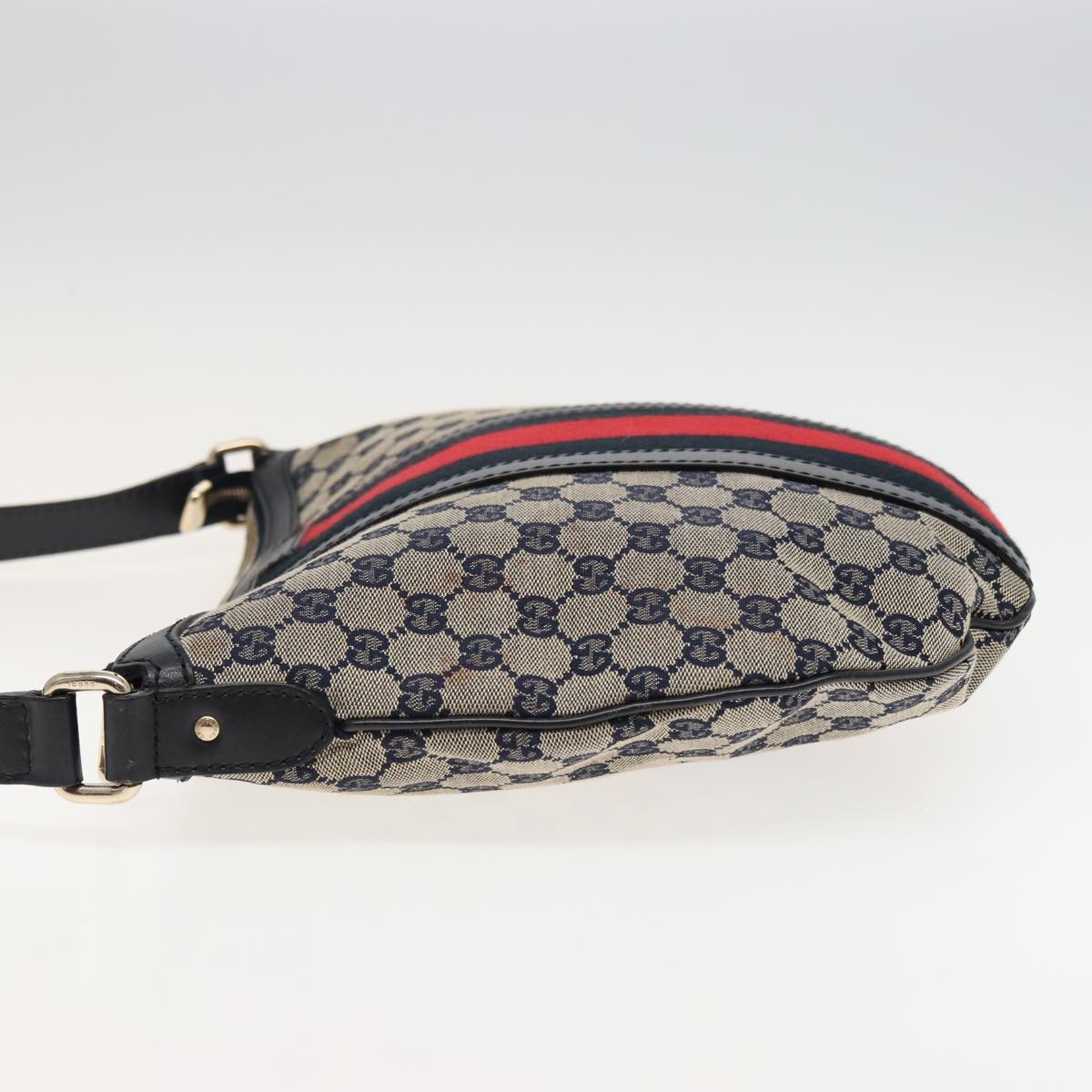 GUCCI GG Canvas Sherry Line Shoulder Bag Navy Red 257032 80828