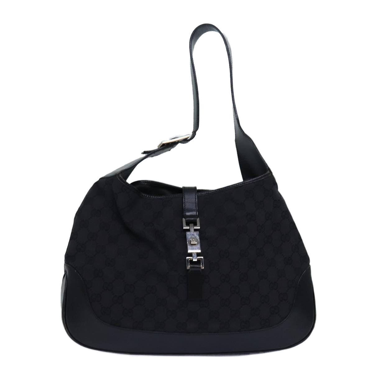 GUCCI Jackie Shoulder Bag Canvas Leather Black 001 3346 80830