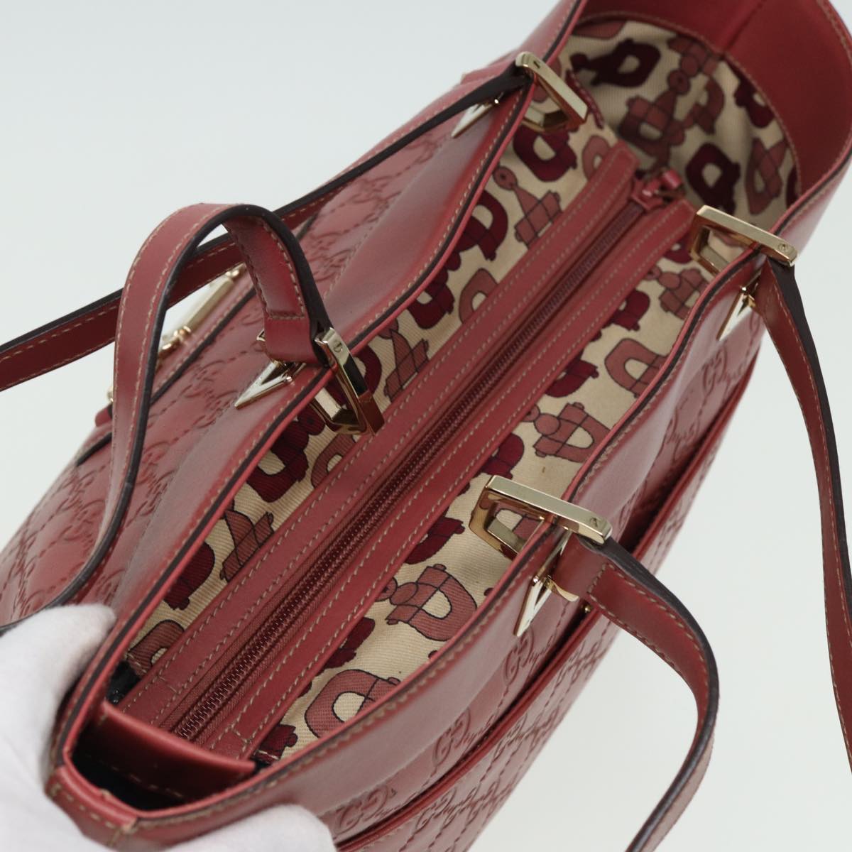 GUCCI GG Canvas Guccissima Hand Bag Pink 145993 80835