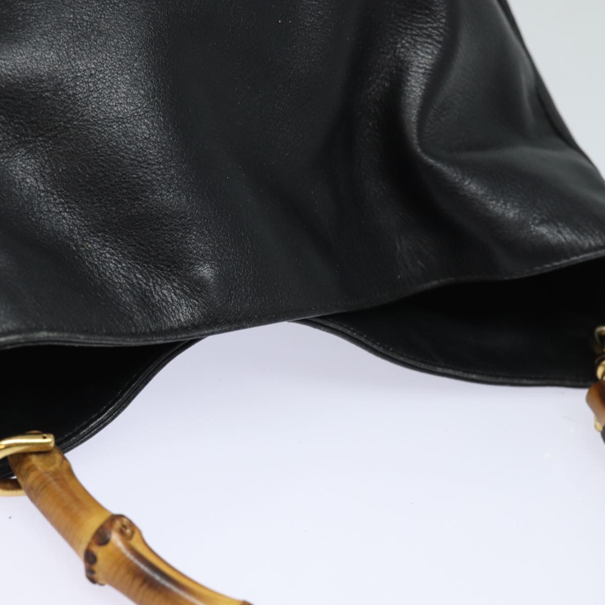 GUCCI Bamboo Shoulder Bag Leather 2way Black 001 1638 80839