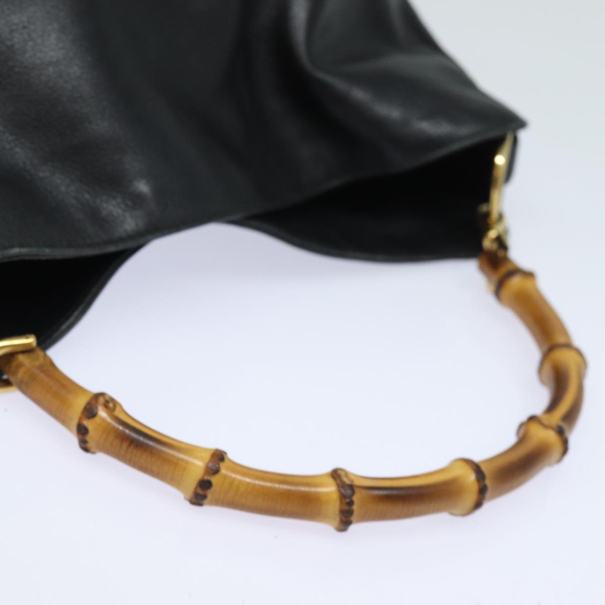 GUCCI Bamboo Shoulder Bag Leather 2way Black 001 1638 80839