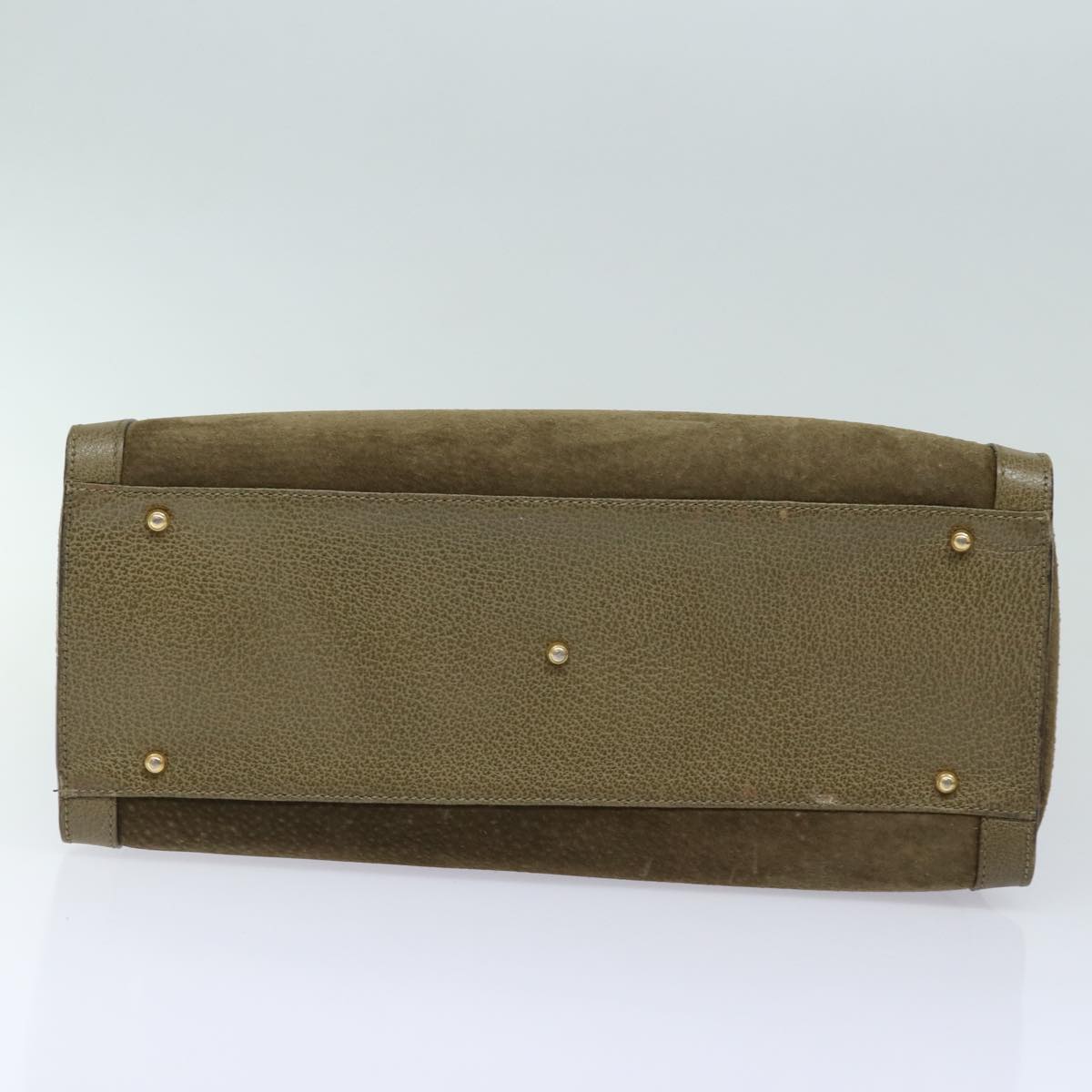 GUCCI Bamboo Hand Bag Suede Leather Khaki 002 1186 0260 80840