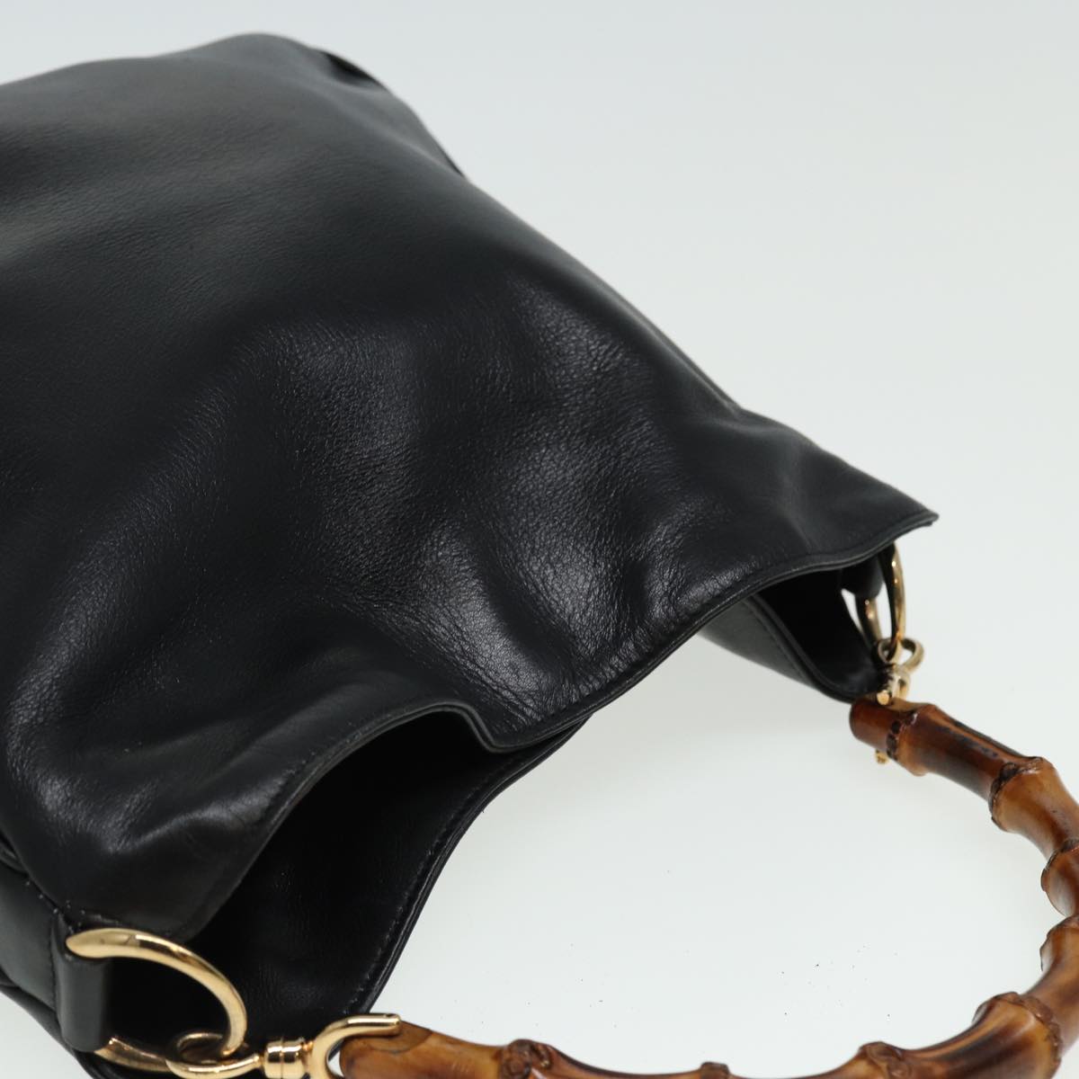 GUCCI Bamboo Shoulder Bag Leather 2way Black 001 3754 1638 80841