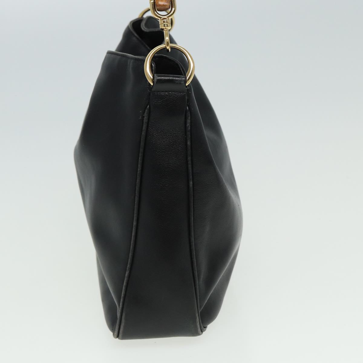 GUCCI Bamboo Shoulder Bag Leather 2way Black 001 3754 1638 80842