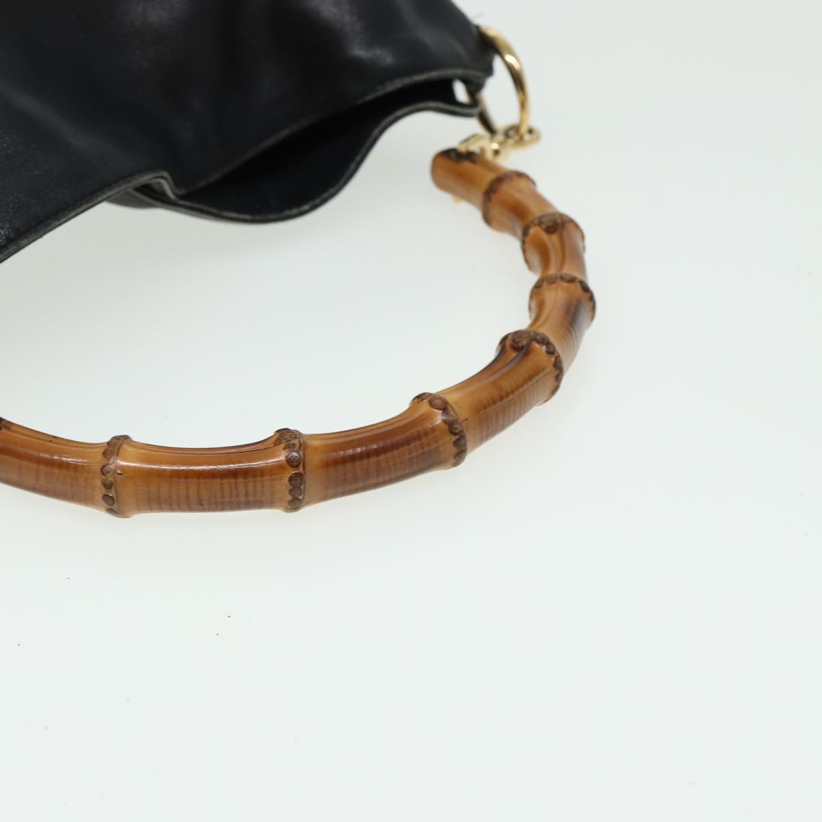 GUCCI Bamboo Shoulder Bag Leather 2way Black 001 3754 1638 80842
