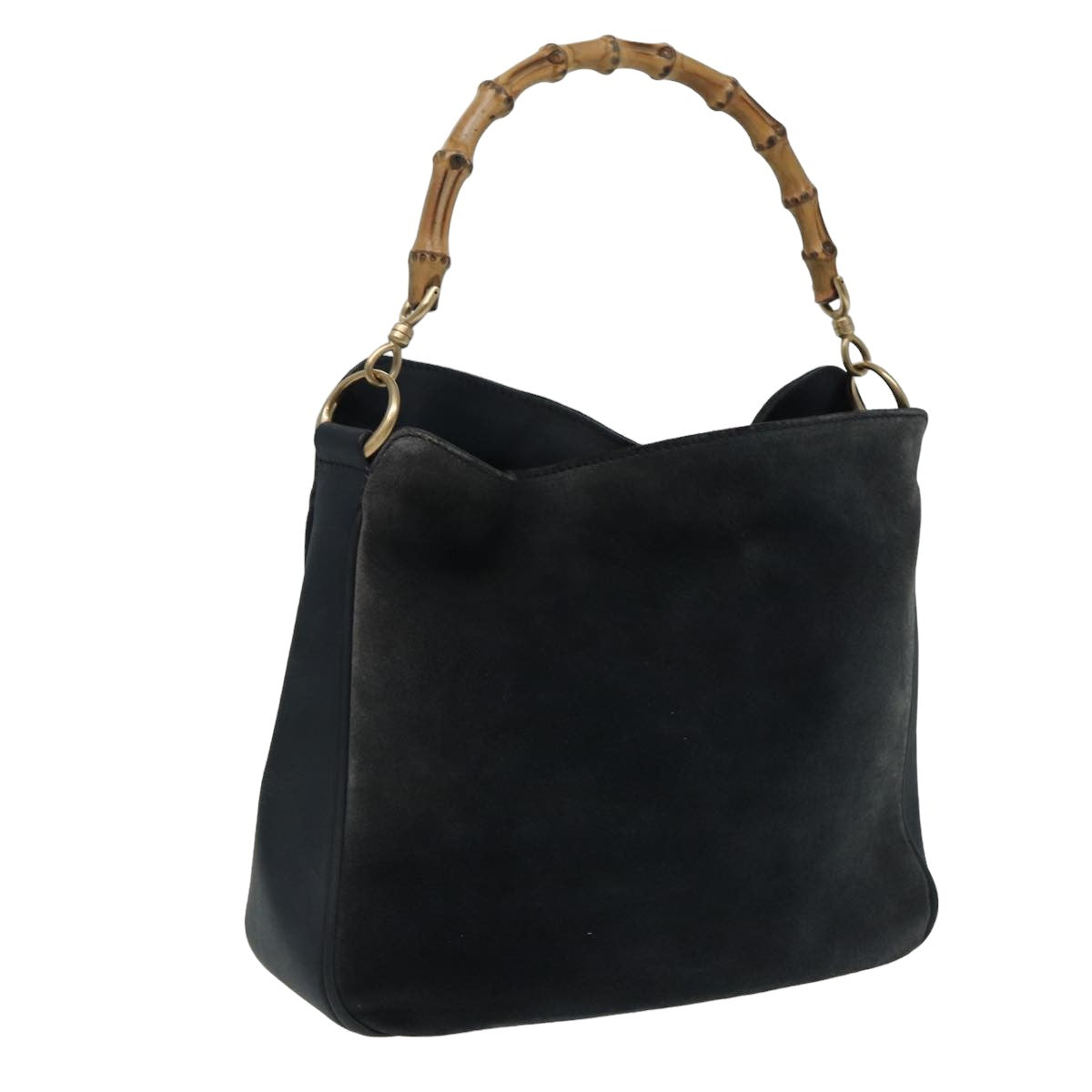GUCCI Bamboo Shoulder Bag Suede Black 001 1638 2615 80843