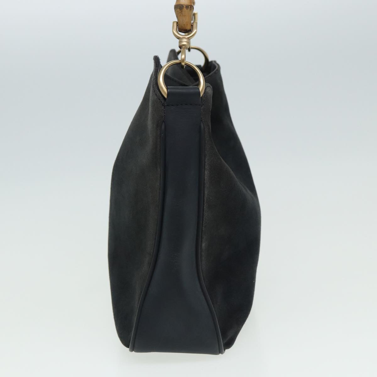 GUCCI Bamboo Shoulder Bag Suede Black 001 1638 2615 80843