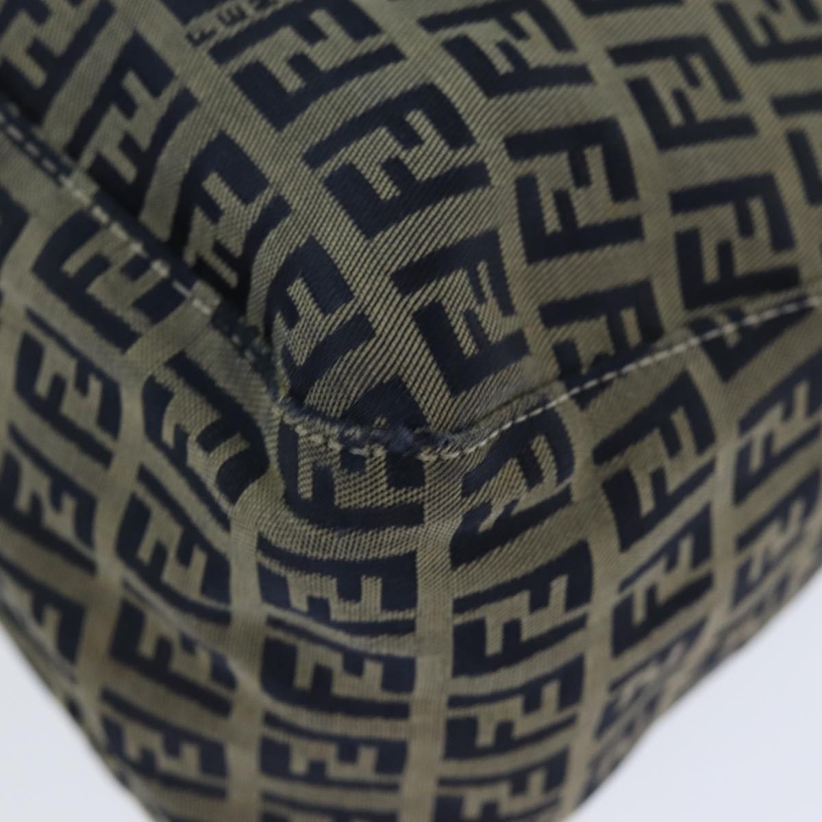 FENDI Zucchino Canvas Mamma Baguette Shoulder Bag Navy 80863