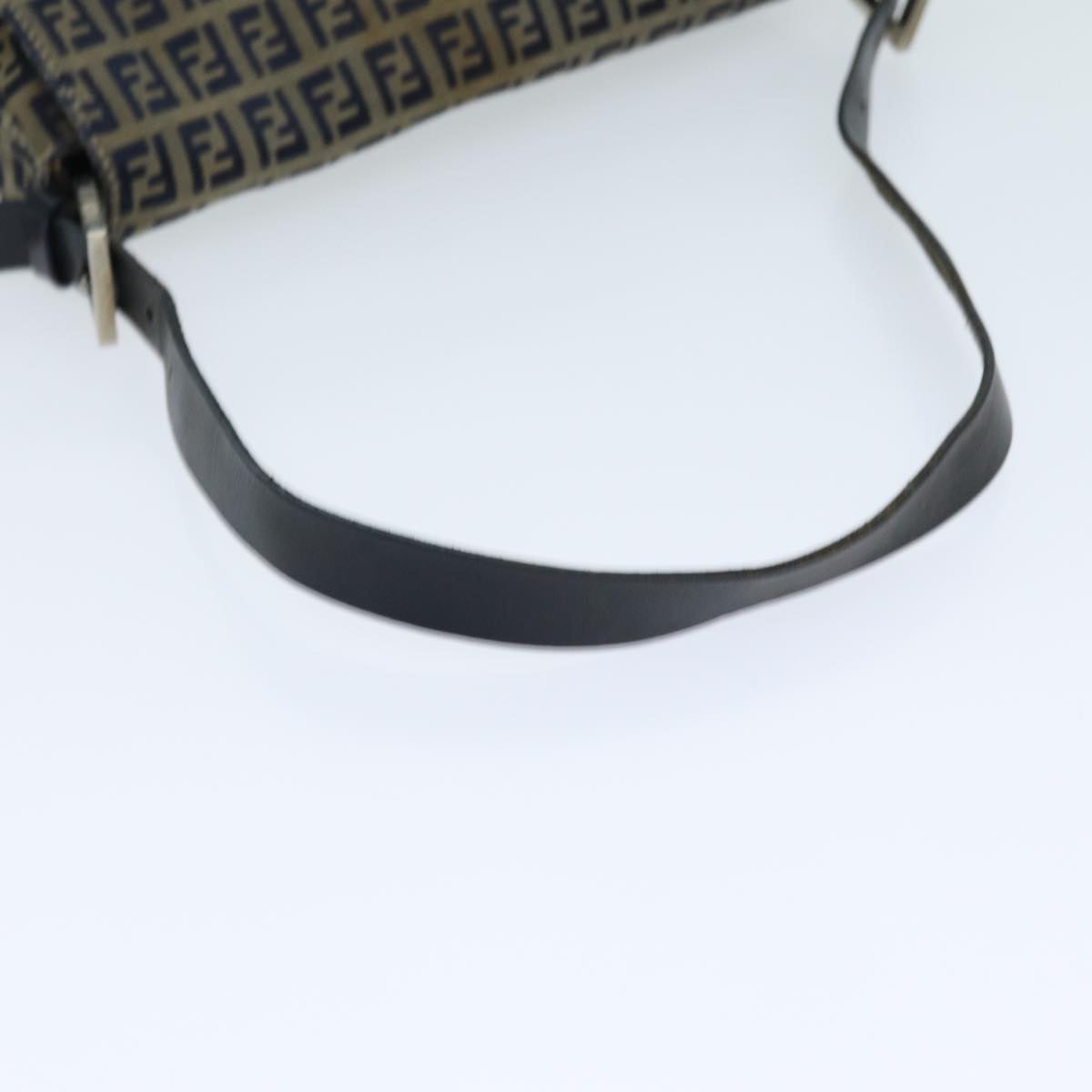 FENDI Zucchino Canvas Mamma Baguette Shoulder Bag Navy 80863