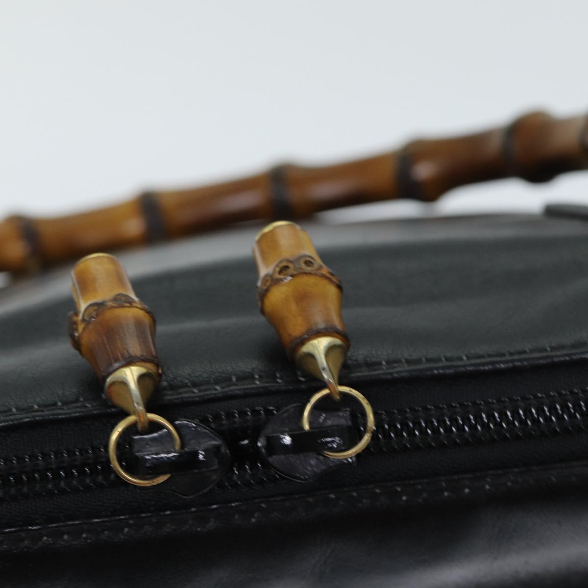 GUCCI Bamboo Hand Bag Leather 2way Black 000 1186 0289 80888